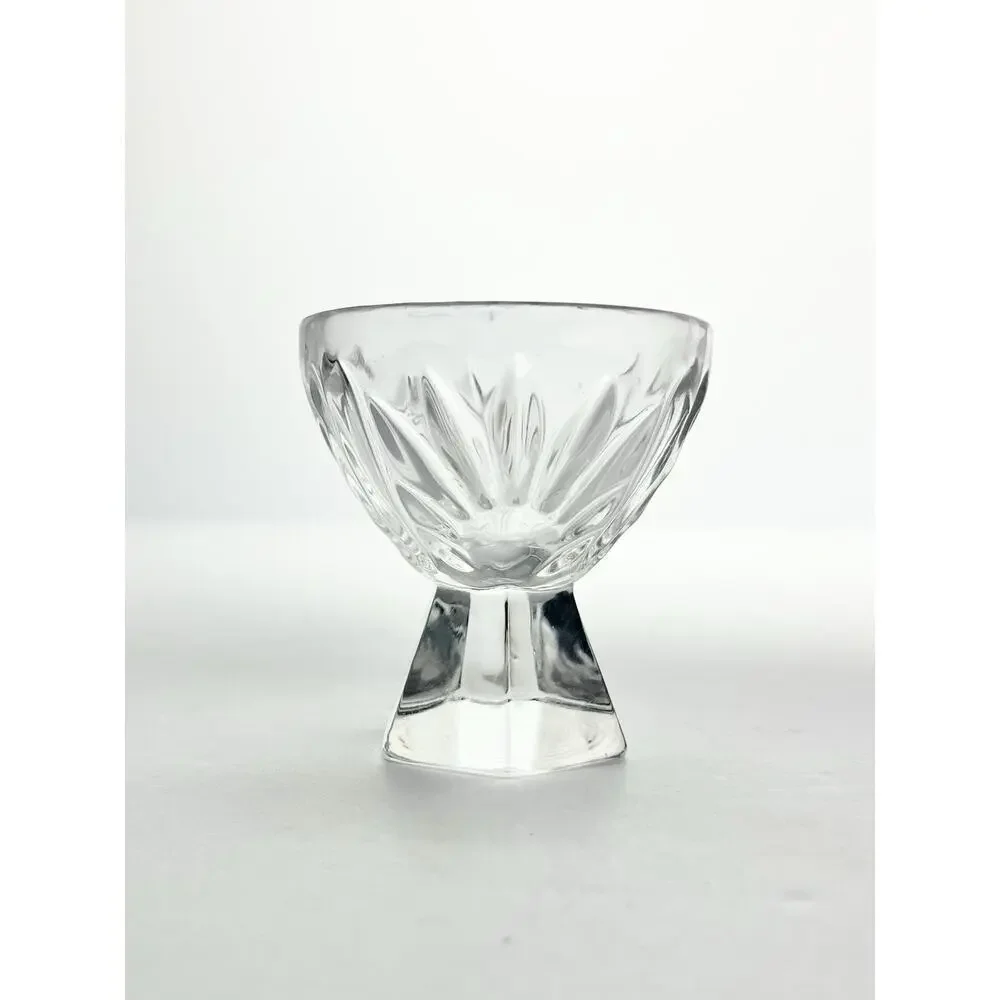 1970s Vintage 4 Cordial Liquor Shot Glasses 2.25” 1.25oz Hexagon Pedestal Base￼